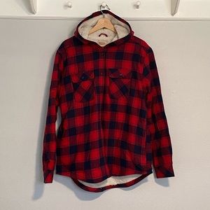 Hooded Flannel with faux Sherpa lining